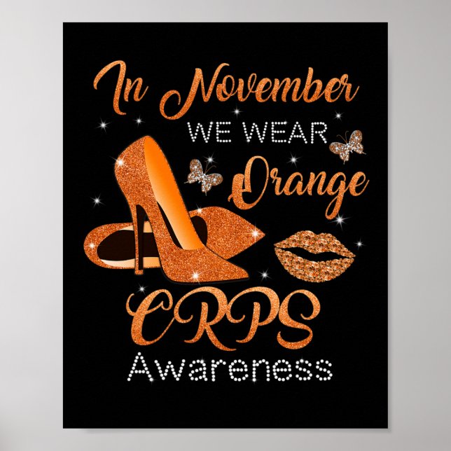 Affiche En Novembre Nous Portons Orange High Talons Chauss (Devant)