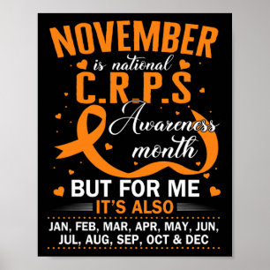Affiche En Novembre Nous Portons Orange Ribbon CRPS Sensib