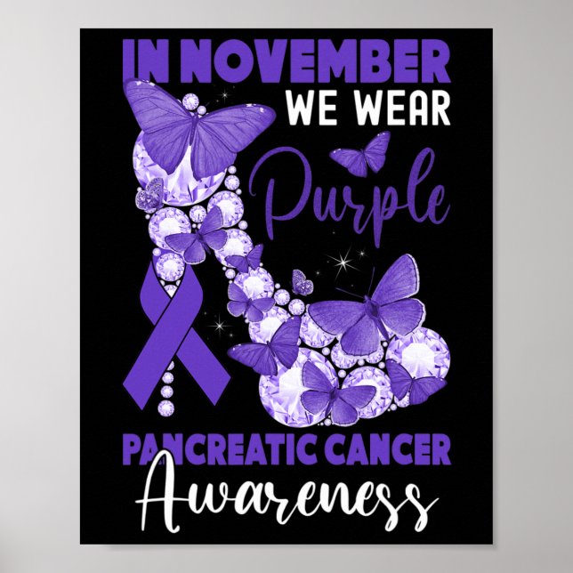 Affiche En Novembre Nous Portons Violet Cancer Pancréatiqu (Devant)