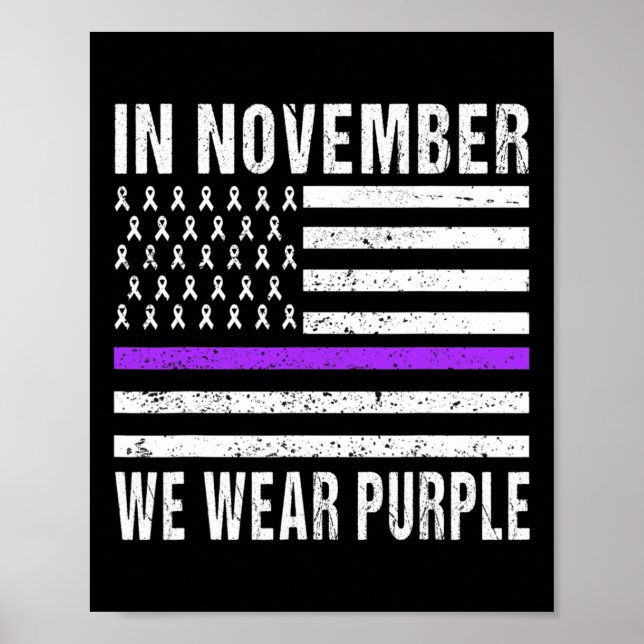 Affiche En Novembre Nous Portons Violet Cancer Pancréatiqu (Devant)