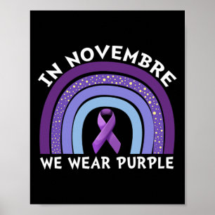 Affiche En Novembre Nous Portons Violet Cancer Pancréatiqu