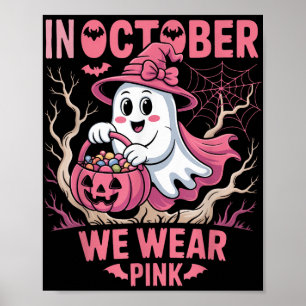Affiche En Octobre Nous Portons Chemise Rose Certifié Canc