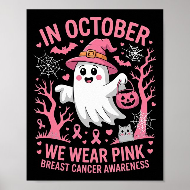 Affiche En Octobre Nous Portons Chemise Rose Fantôme Cance (Devant)