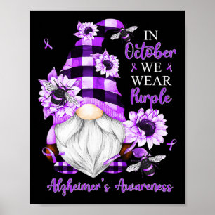 Affiche En Octobre Nous Portons Des Gnomes Violets Alzheim