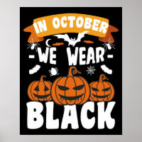 En Octobre Nous Portons Du Noir Drôle d'Halloween