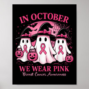 Affiche En Octobre Nous Portons Le Fantôme Rose Halloween 