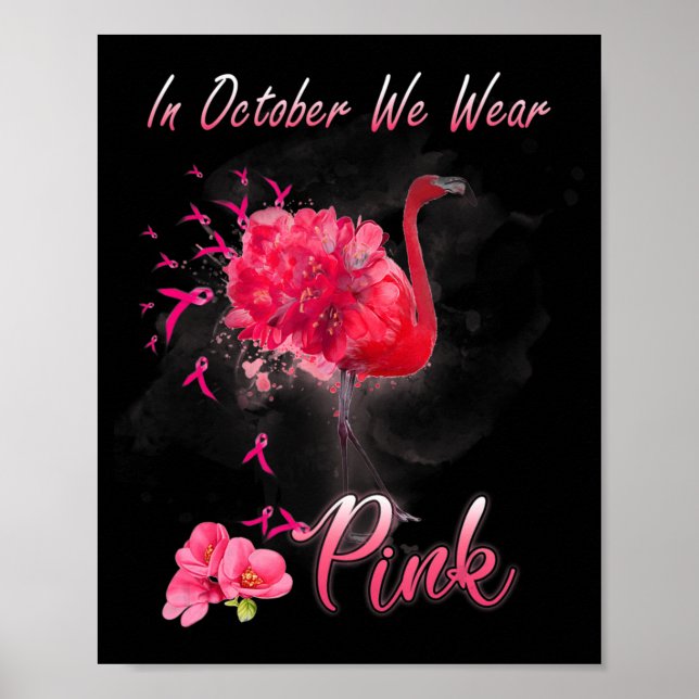 Affiche En Octobre Nous Portons Le Flamant rose Rose Cance (Devant)