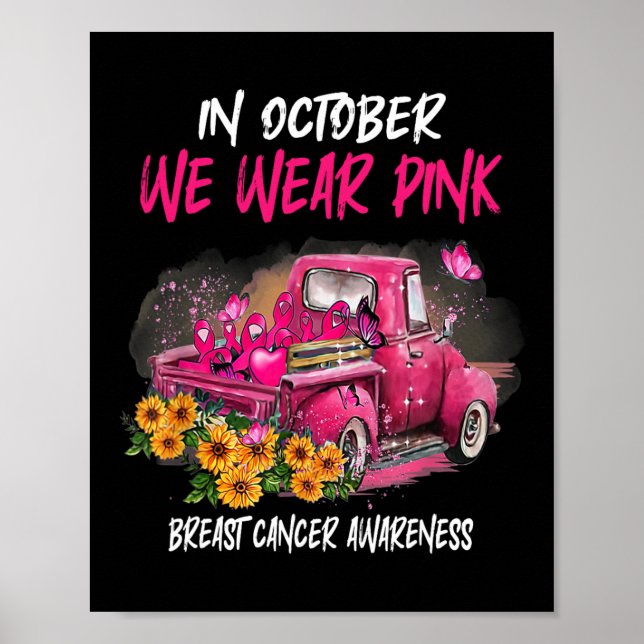 Affiche En Octobre Nous Portons Le Ruban Rose Leopard Truc (Devant)