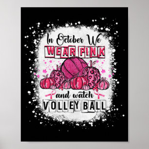 Affiche En octobre, nous portons le volleyball rose Cancer