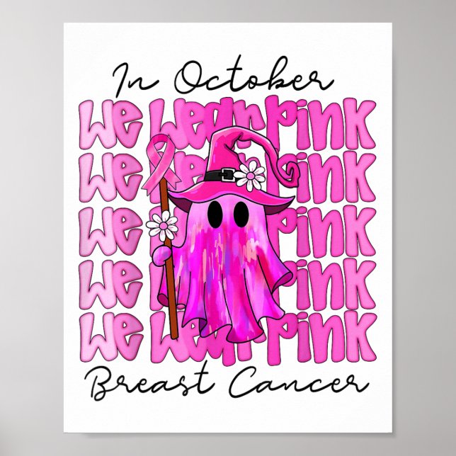 Affiche En Octobre, Nous Portons Nk Cute Ghost Cancer Du S (Devant)