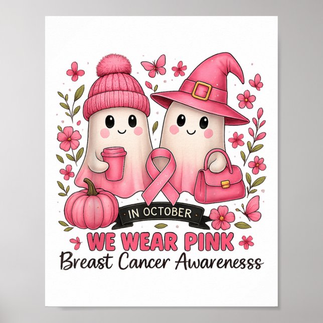Affiche En Octobre, Nous Portons Nk Cute Ghost Cancer Du S (Devant)