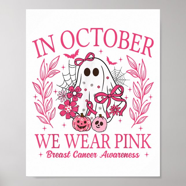 Affiche En Octobre Nous Portons Nk Halloween Cancer Du Sei (Devant)