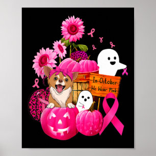 Affiche En Octobre Nous Portons Pink Chihuahua Chig Cance 