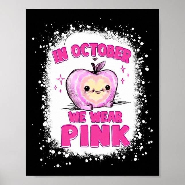 Affiche En Octobre Nous Portons Pink Enseignant Cancer Du  (Devant)