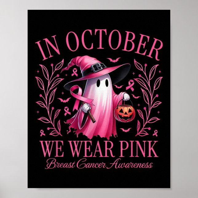 Affiche En Octobre Nous Portons Pink Ghosts Cancer Du Sein (Devant)