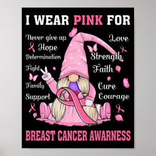 Affiche En Octobre Nous Portons Pink Gnome Certifié Cancer