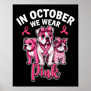 Affiche En Octobre Nous Portons Pink Pitbull Chien Cancer