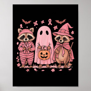 Affiche En Octobre Nous Portons Pink Raccoon Cancer du Sei