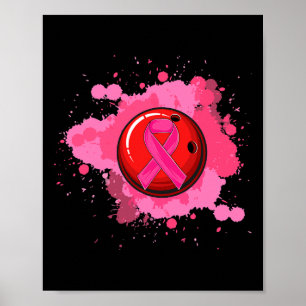 Affiche En Octobre Nous Portons Pink Ribbon Bowling Breast