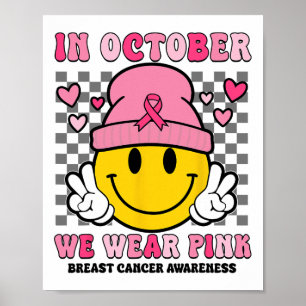 Affiche En Octobre Nous Portons Pink Ribbon Ghost Hallowee