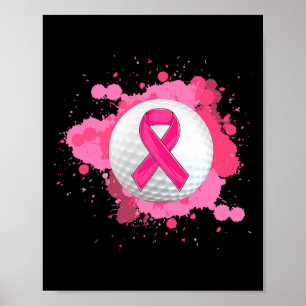 Affiche En Octobre Nous Portons Pink Ribbon Golf Cancer Du