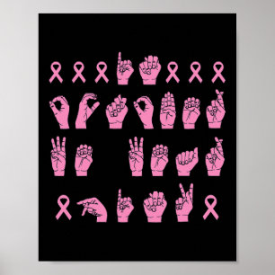Affiche En Octobre Nous Portons Pink Sign Language Breast