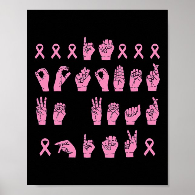 Affiche En Octobre Nous Portons Pink Sign Language Breast  (Devant)