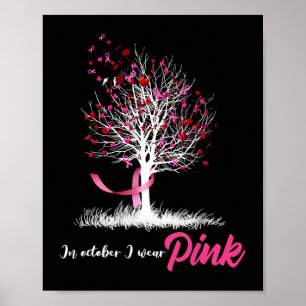 Affiche En Octobre Nous Portons Pink Tree Breast Cancer Aw