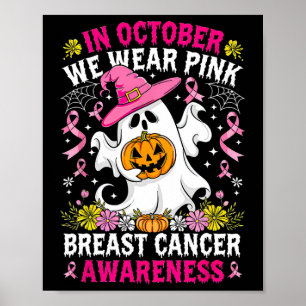Affiche En Octobre Nous Portons Pink Witch Citrouille Brea