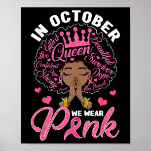 Affiche En Octobre Nous Portons Rose Breast Cancer Warrior