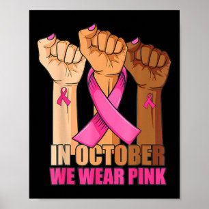 Affiche En Octobre Nous Portons Rose Main Levée Cancer Du 