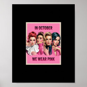 Affiche En Octobre Nous Portons Rose - Sorcière Et Fantôme