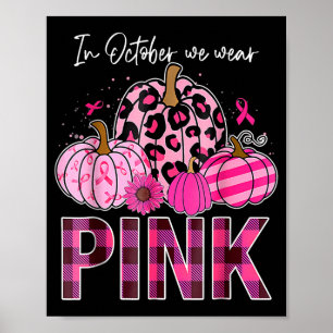 Affiche En octobre, portez le cancer du sein Citrouille ro