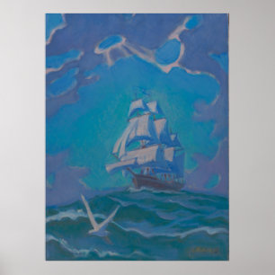 Affiche En pleine voile - Kulhanek Art Nautique