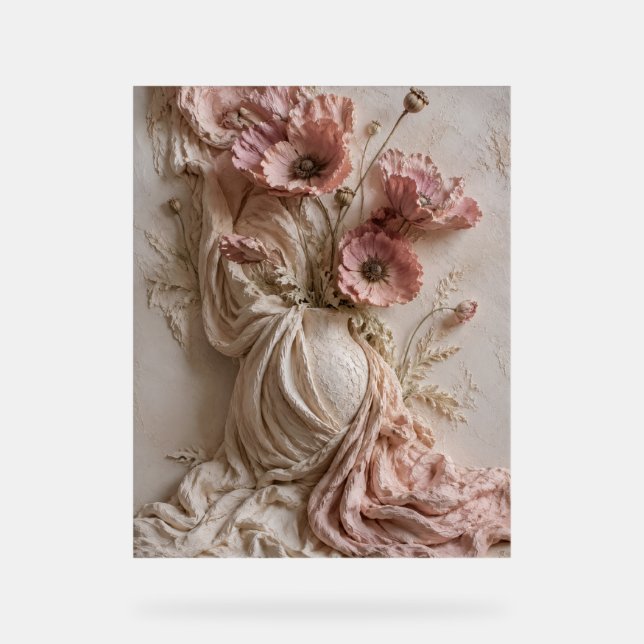 Affiche en relief floral rose blush de luxe (Recto)