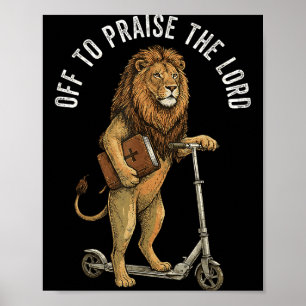 Affiche En route pour louer le Seigneur Lion Jésus Bible d