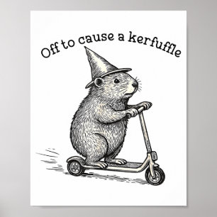 Affiche En route pour provoquer un capybara scooter chaos
