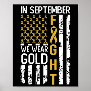 Affiche En Septembre Nous Portons De L'or Usa Cancer De L'