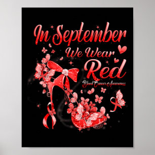 Affiche En Septembre Nous Portons Le Papillon Rouge Cancer