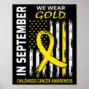 Affiche En Septembre Nous Portons Or Drapeau Enfance Cance