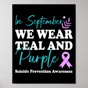 Affiche En Septembre Nous Portons Turquoise &amp; Purple S