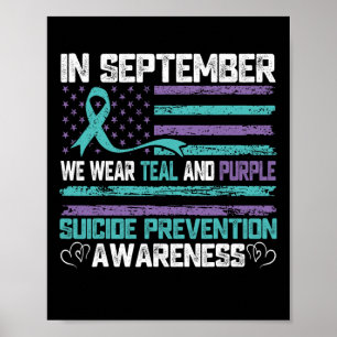 Affiche En Septembre Nous Portons Turquoise Et Violet Suic