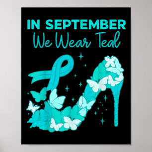 Affiche En Septembre Nous Portons Turquoise Pour Le Cancer