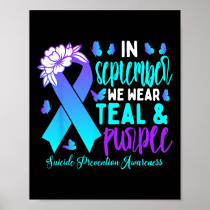 Affiche En Septembre Nous Portons Turquoise Ribbon Suicide