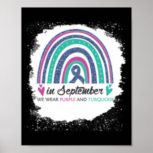 Affiche En Septembre Nous Portons Violet Et Turquoise Blea