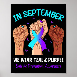 Affiche En septembre, portez du ruban sarcelle violet pour