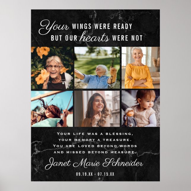 Affiche En Souvenir Affectueux | 6 Collage Photo Funéraill (Devant)