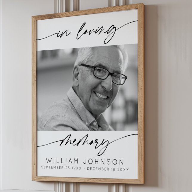 Affiche En souvenir affectueux Photo de deuil écriture mod (Créateur téléchargé)