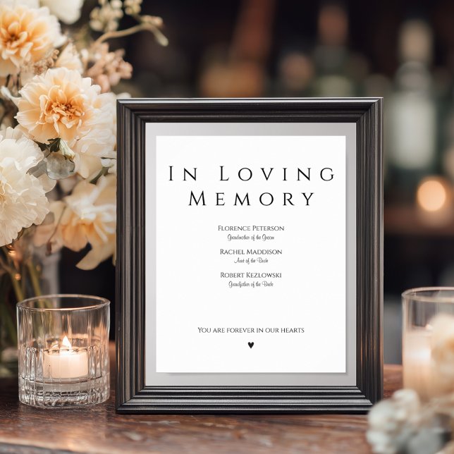 Affiche En Souvenir Simple Panneau de Mariage Mémorial (In Loving Memory Simple Wedding Memorial Sign
)