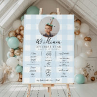 En vichy bleu Premier anniversaire jalon Calendrie